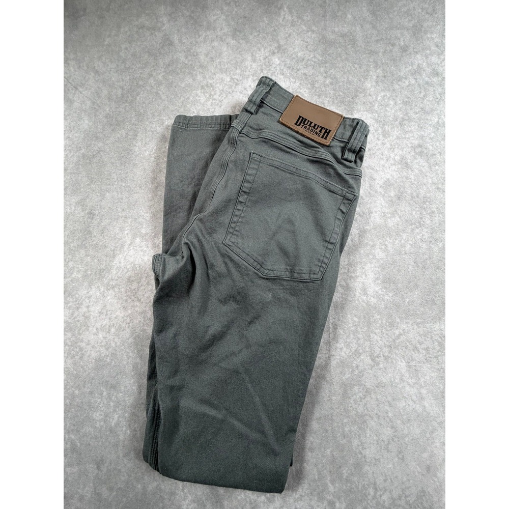 Duluth Trading Flex Fire Hose Mens 30x34 Work Pants Gray Cotton Canvas Slim Fit
